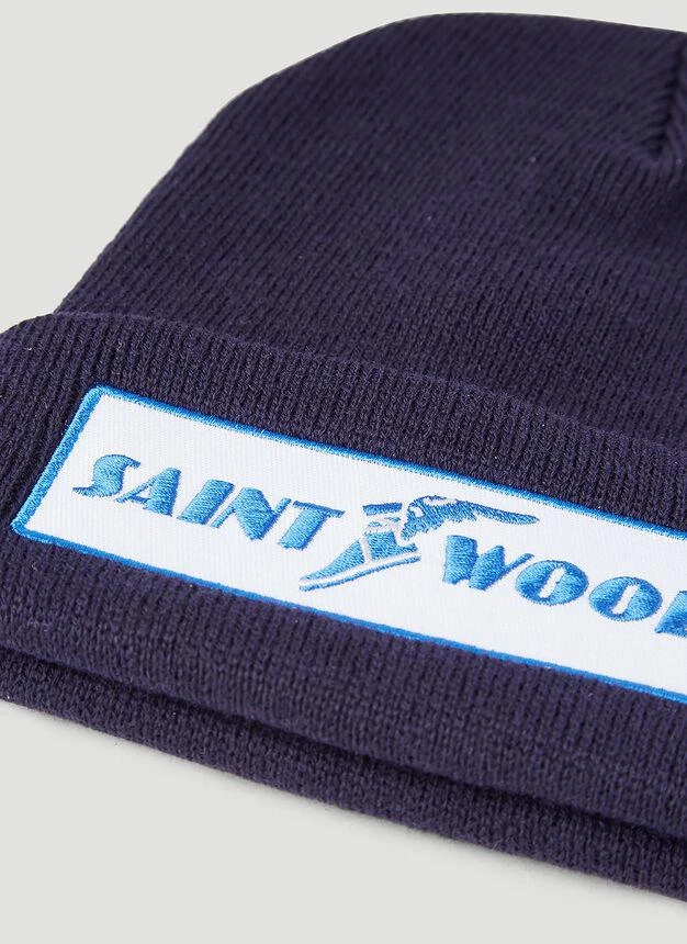 商品Saintwoods|Logo-Patch Beanie Hat in Navy,价格¥204,第4张图片详细描述