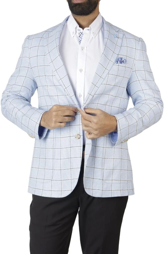 商品TailorByrd|Light Blue Windowpane Textured Sport Coat,价格¥804,第1张图片