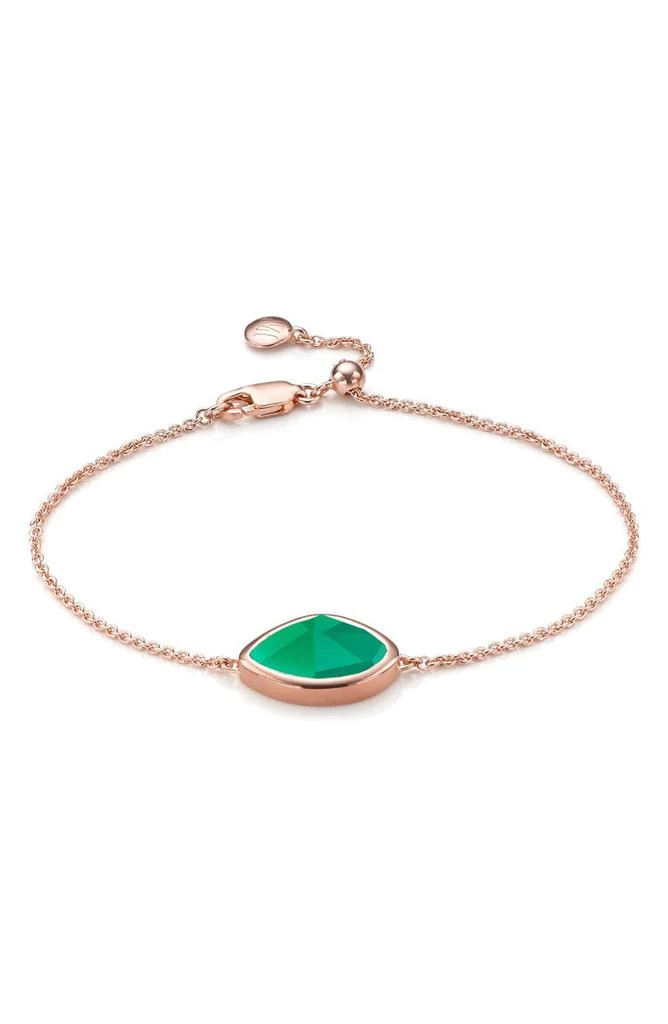 商品Monica Vinader|Siren Nugget 18K Rose Gold Vermeil Green Onyx Bracelet,价格¥524,第2张图片详细描述