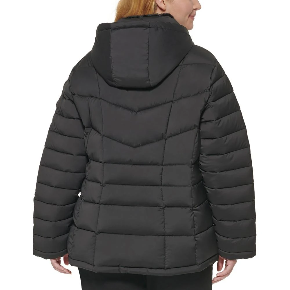 商品Calvin Klein|Women's Plus Size Faux-Fur-Trim Hooded Puffer Coat, Created for Macy's,价格¥718,第2张图片详细描述