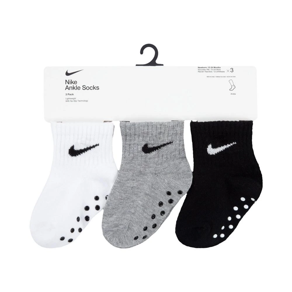 商品NIKE|Baby Boys Core Swoosh Gripper Socks, Pack of 3,价格¥55,第1张图片