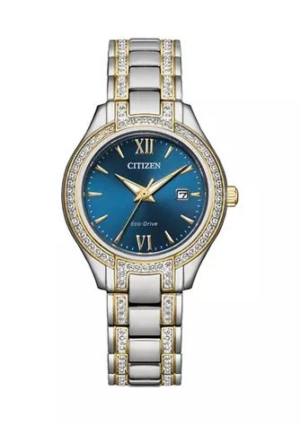 商品Citizen|Womens Silhouette Crystal Accent Two Tone Stainless Steel Bracelet Watch,价格¥2249,第1张图片