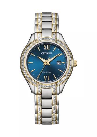 商品Citizen|Women's Silhouette Crystal Accent Two Tone Stainless Steel Bracelet Watch,价格¥2420,第1张图片