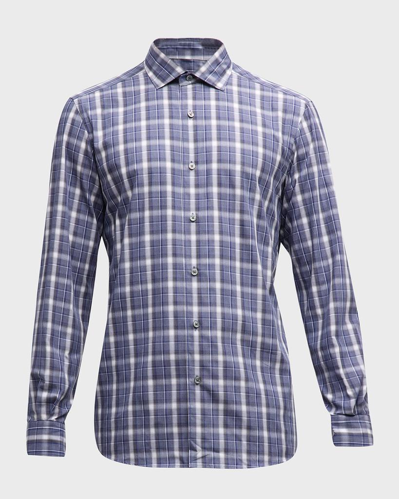 商品Zegna|Men's Cotton Plaid Sport Shirt,价格¥3710,第2张图片详细描述