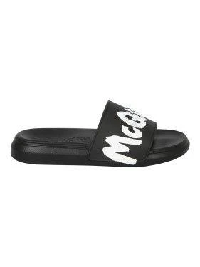 商品Alexander McQueen|Black Slide Sandals By Alexander Mcqueen; Feature The Iconic Logo In The Strap, Practical And Functional Design,价格¥1917,第4张图片详细描述