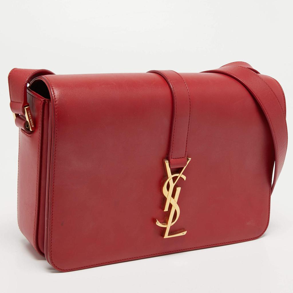 Saint Laurent Red Leather Medium Monogram Universite Shoulder Bag商品第3张图片规格展示