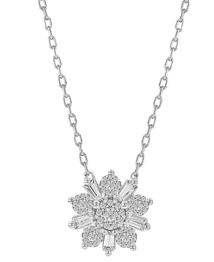 商品Macy's|Diamond Flower 18" Pendant Necklace (1/2 ct. t.w.) in 14k White Gold,价格¥7367,第1张图片