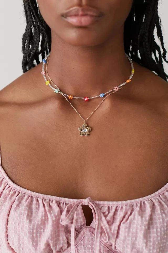 商品Urban Outfitters|Layla Beaded Flower Layer Necklace Set,价格¥38,第2张图片详细描述