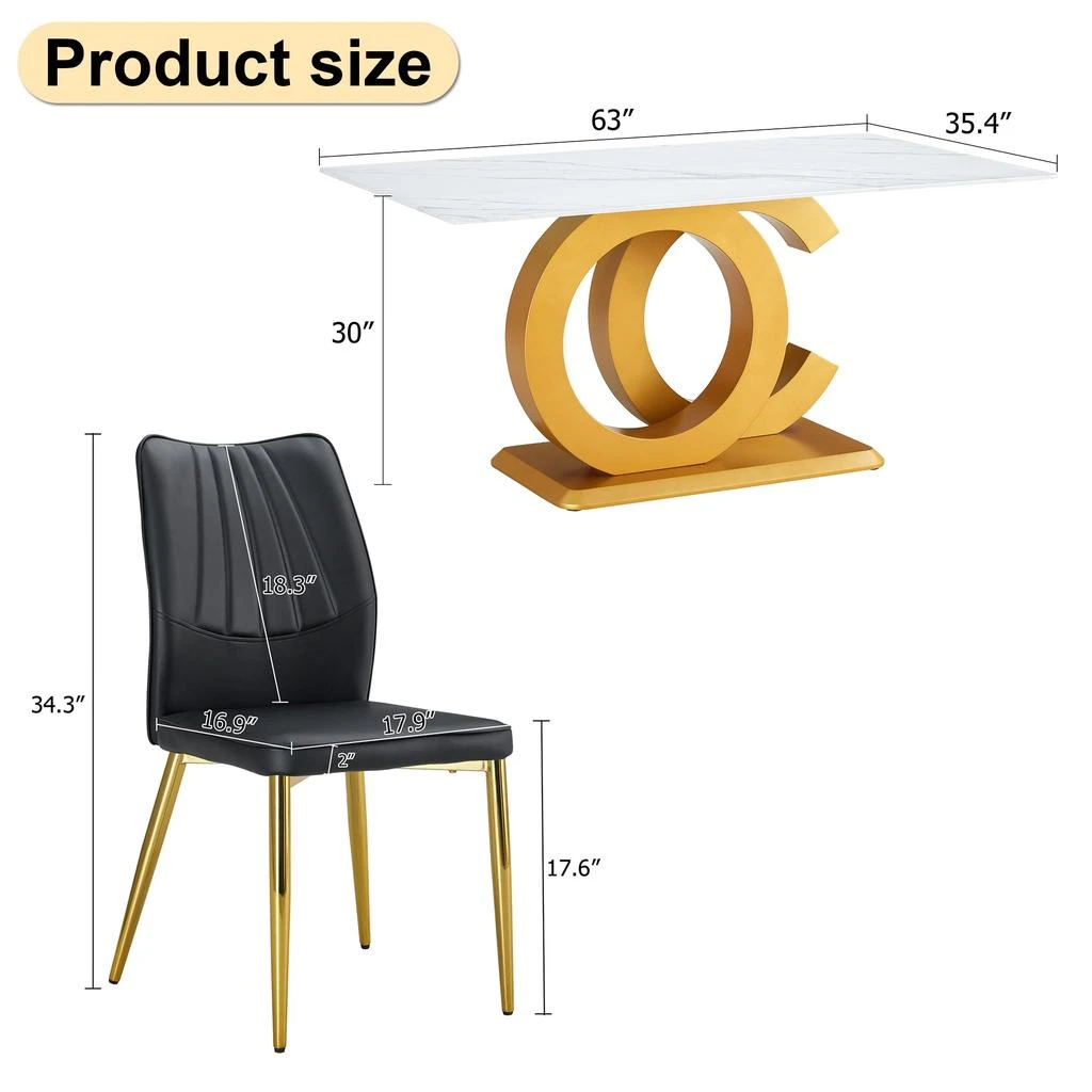 商品Streamdale Furniture|Streamdale Rectangular dining table with 6 modern chairs,价格¥12172,第3张图片详细描述