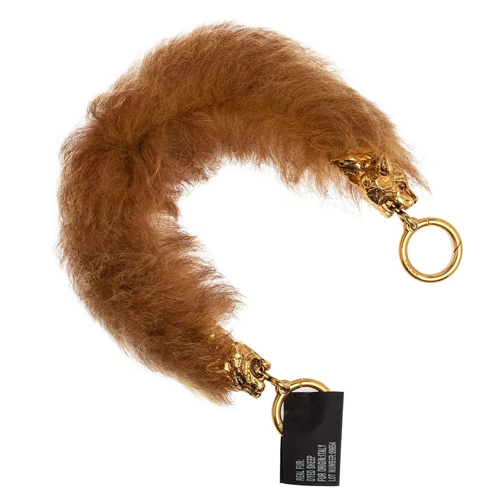 商品Prada|Prada Brown Fur Tiger Head Bag Strap,价格¥3116,第2张图片详细描述