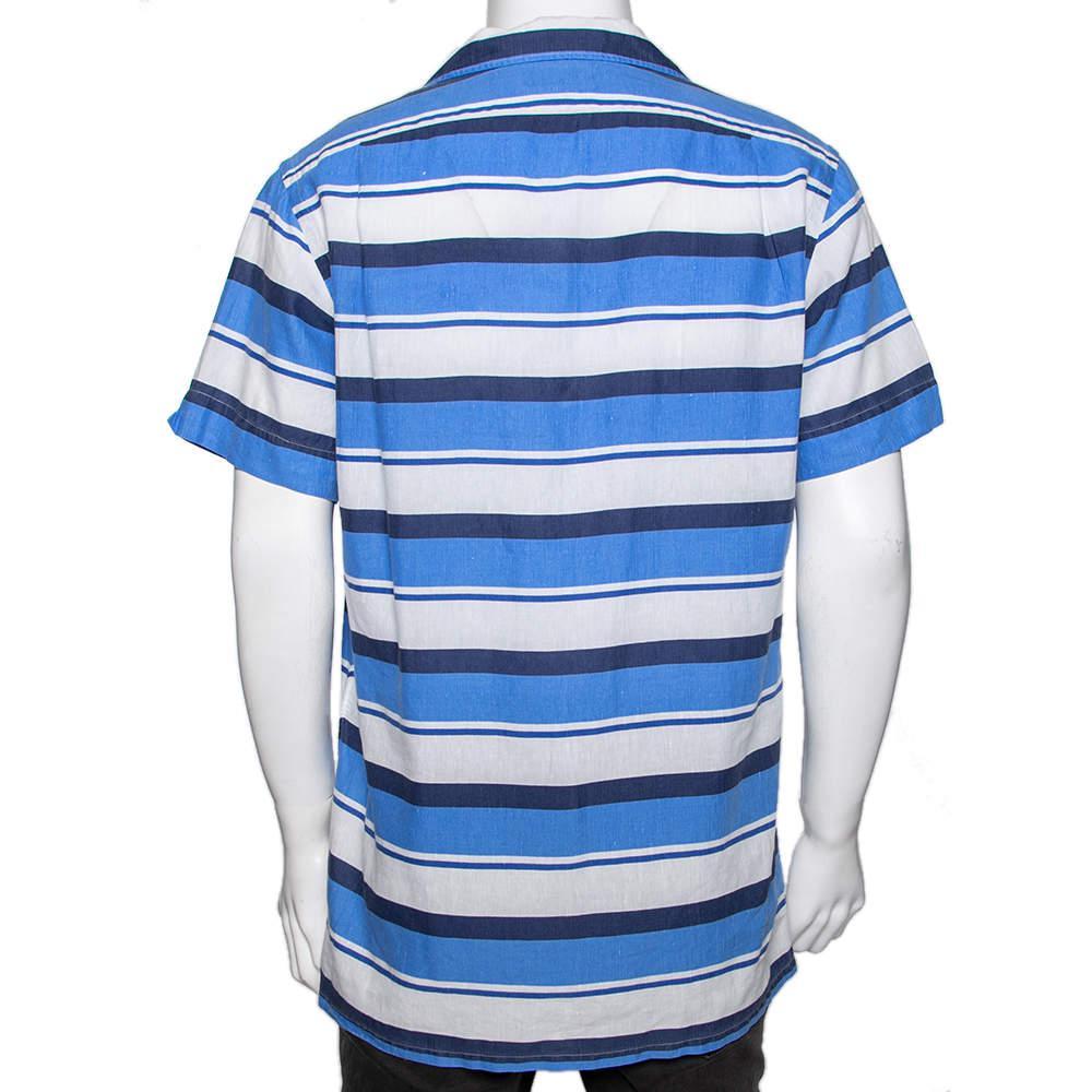 商品[二手商品] Ralph Lauren|Polo Ralph Lauren Blue & White Striped Button Front Short Sleeve Shirt M,价格¥765,第5张图片详细描述