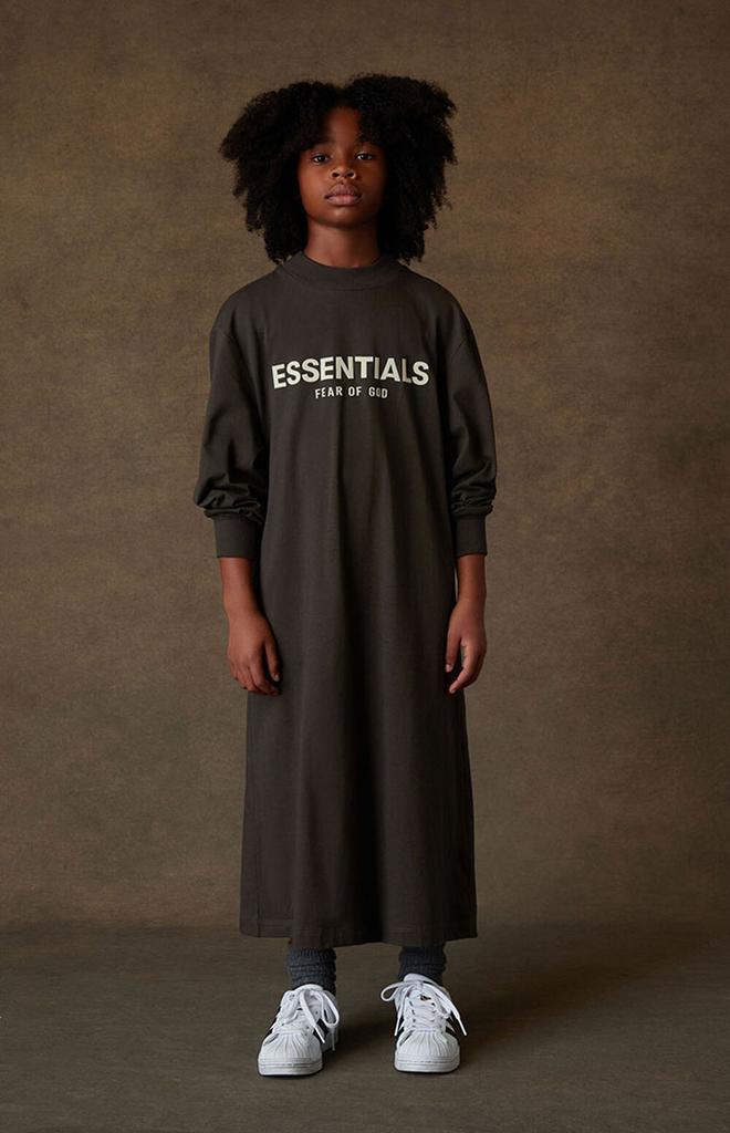 商品Essentials|Off Black Long Sleeve T-Shirt Dress,价格¥411,第4张图片详细描述