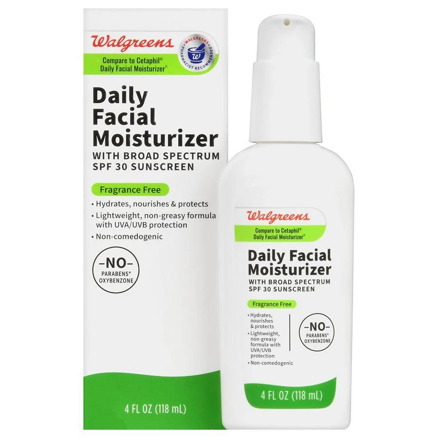 商品Walgreens|Daily Facial Moisturizer with Broad Spectrum SPF 30 Sunscreen Fragrance Free,价格¥96,第2张图片详细描述