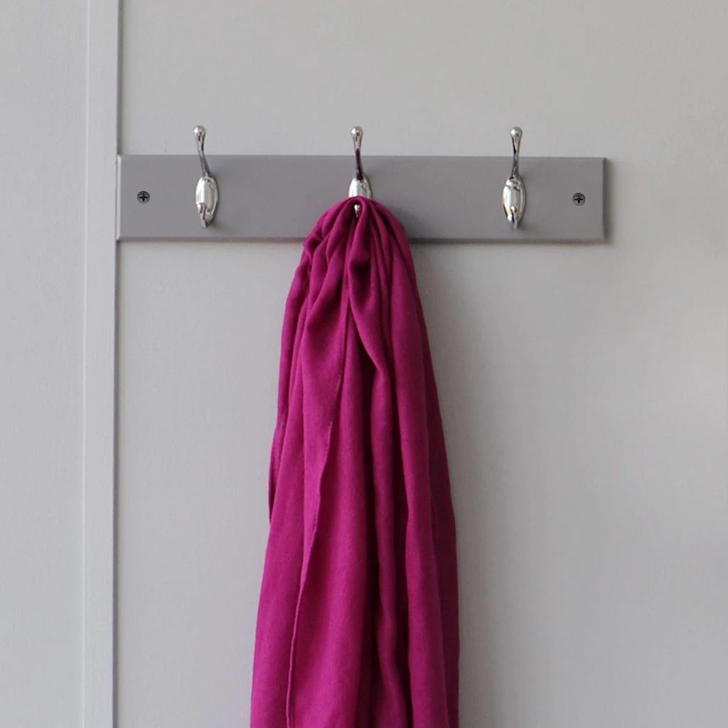 商品Home Basics|Home Basics 3 Double Hook Wall Mounted Hanging Rack, Grey,价格¥143,第2张图片详细描述