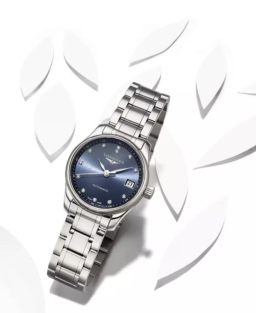 商品Longines|Women's Swiss Automatic Master Collection Diamond Accent Stainless Steel Bracelet Watch 26mm L21284976,价格¥17673,第2张图片详细描述