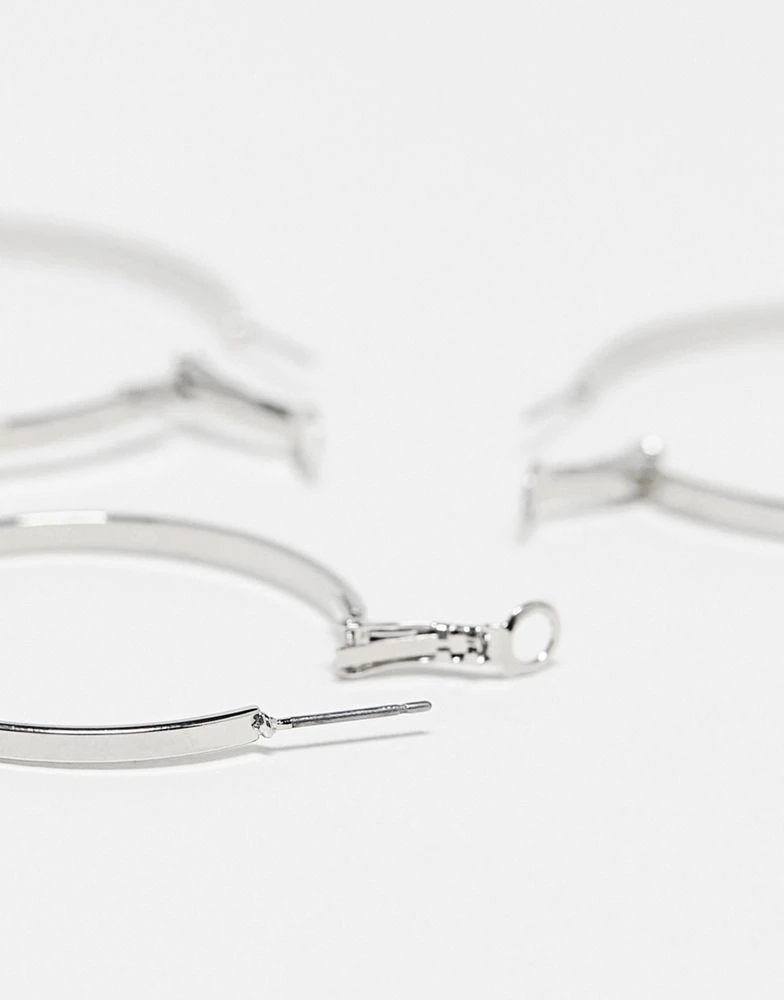 商品DesignB London|DesignB London 3 pack of hoop earrings in silver,价格¥95,第4张图片详细描述