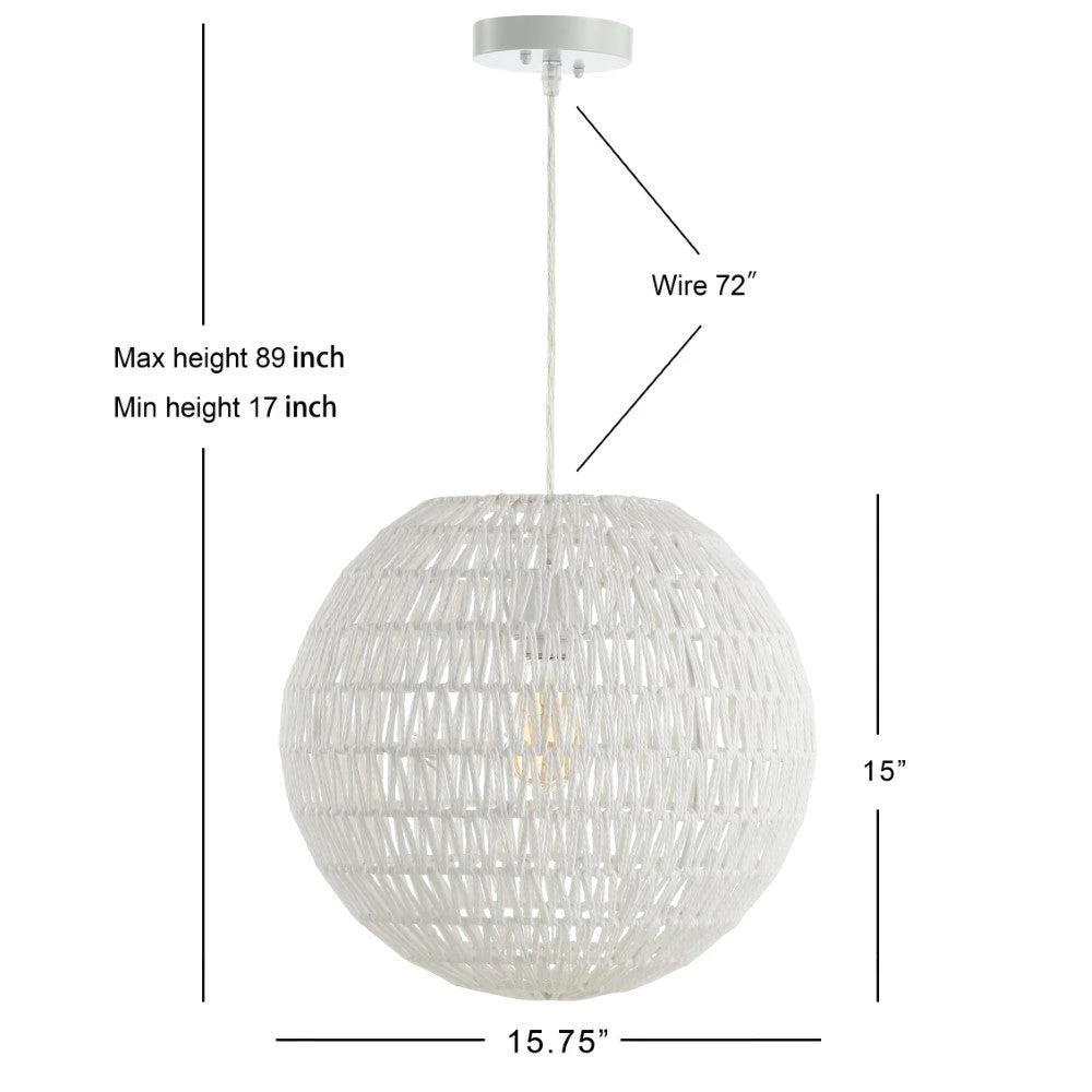 商品JONATHAN Y|Luna 15.75" 1-Light Bohemian Modern Woven Rattan/Iron LED Pendant,价格¥736,第5张图片详细描述