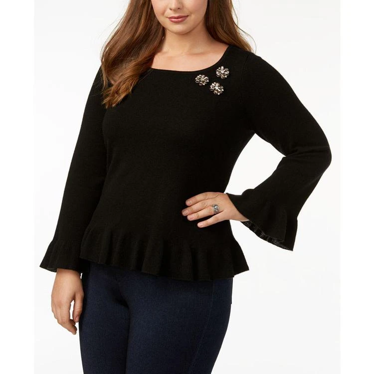 商品Charter Club|大码 Cashmere Embellished Peplum Sweater, Created for Macy's,价格¥674,第2张图片详细描述