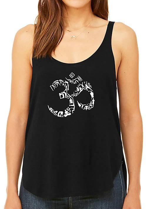 商品LA Pop Art|Pop Art Premium Word Art Flowy Tank Top  The Om Symbol Out Of Yoga Poses,价格¥331,第1张图片