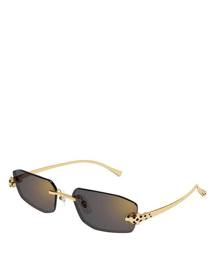 商品Cartier|Panthere Classic 24 Carat Gold Plated Rimless Geometrical Sunglasses, 56mm,价格¥11187,第1张图片详细描述