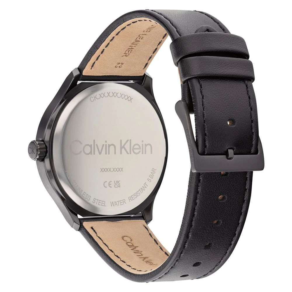 商品Calvin Klein|Men's 3H Quartz Black Leather Strap Watch 43mm,价格¥1130,第3张图片详细描述