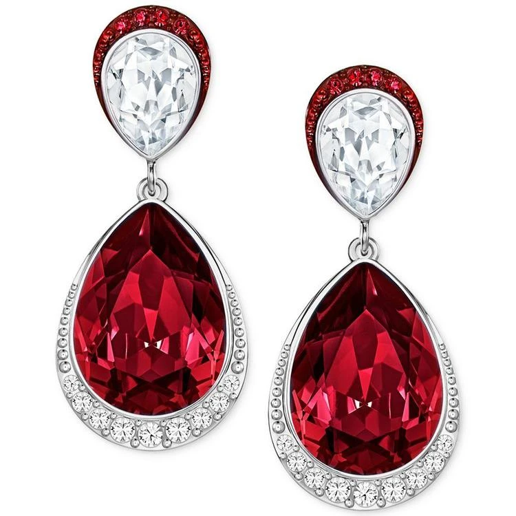 商品Swarovski|Silver-Tone Teardrop Crystal and Pavé Drop Earrings,价格¥960,第1张图片