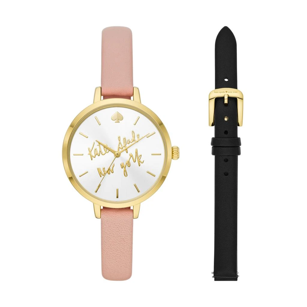 商品Kate Spade|kate spade new york women's metro three-hand, gold-tone alloy watch,价格¥1277,第1张图片