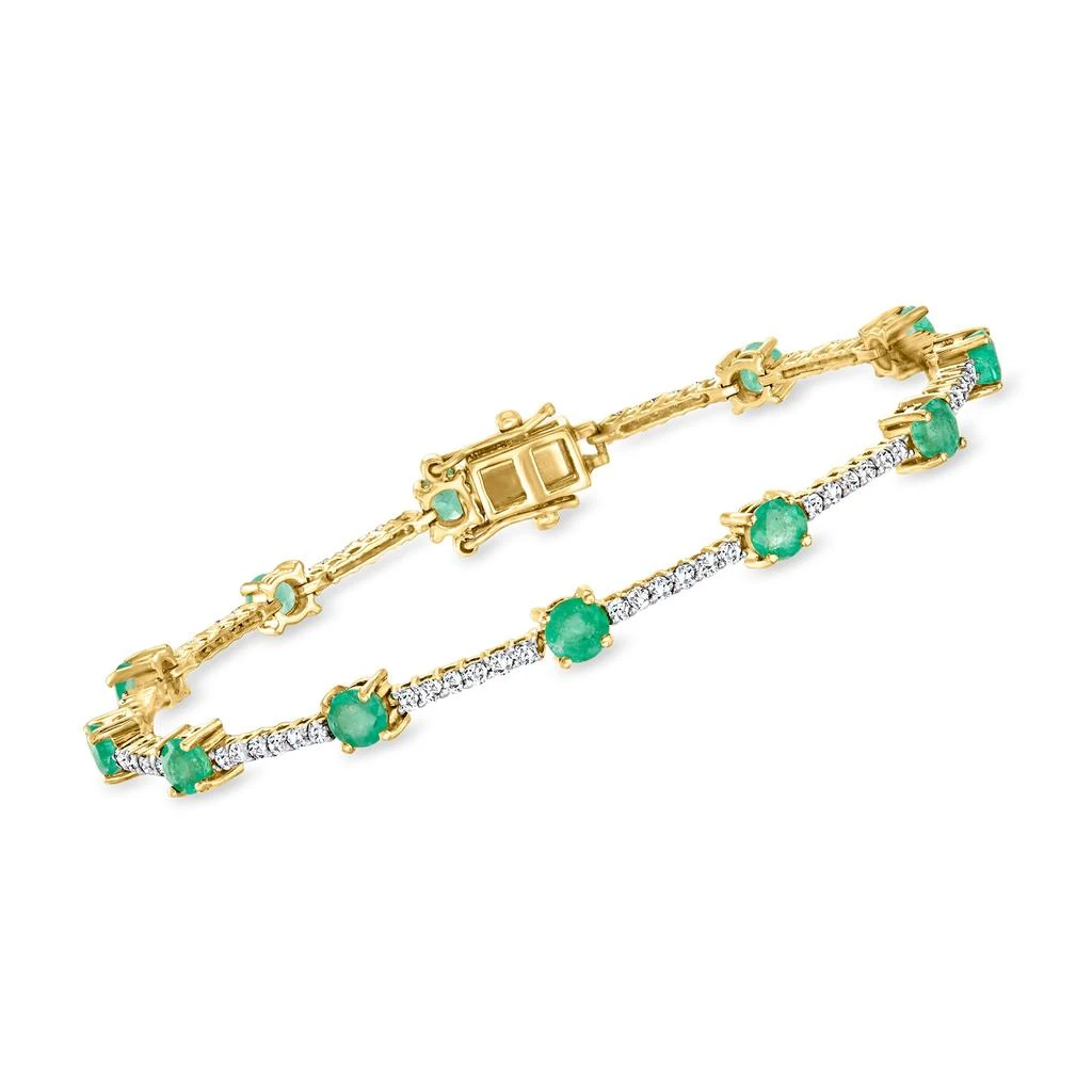 商品Ross-Simons|Emerald and Diamond Bracelet in 14kt Yellow Gold,价格¥14773,第1张图片