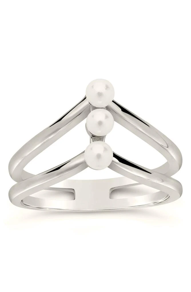 Sterling Silver Triple 3.5mm Freshwater Pearl Cutout Ring 商品
