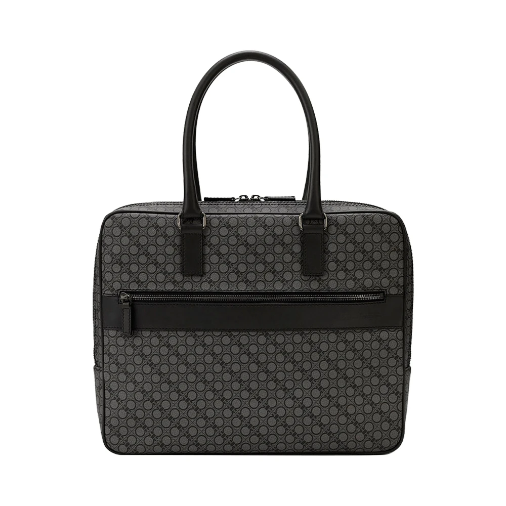 商品[国内直发] Salvatore Ferragamo|SALVATORE FERRAGAMO 男士灰色圆点中号手提包 24-9777-606169,价格¥5695,第1张图片