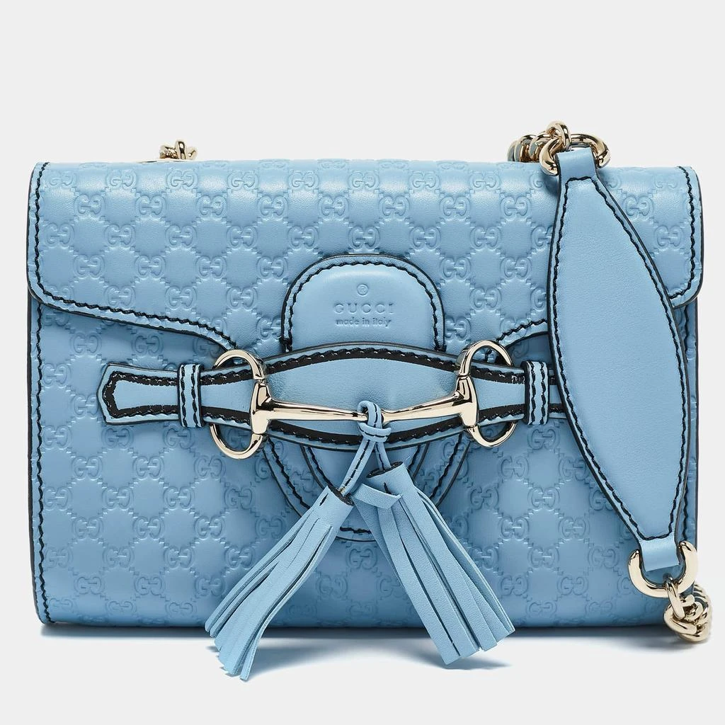 商品Gucci|Gucci Light Blue MIcroguccissima Leather Mini Emily Chain Shoulder Bag,价格¥5689,第1张图片