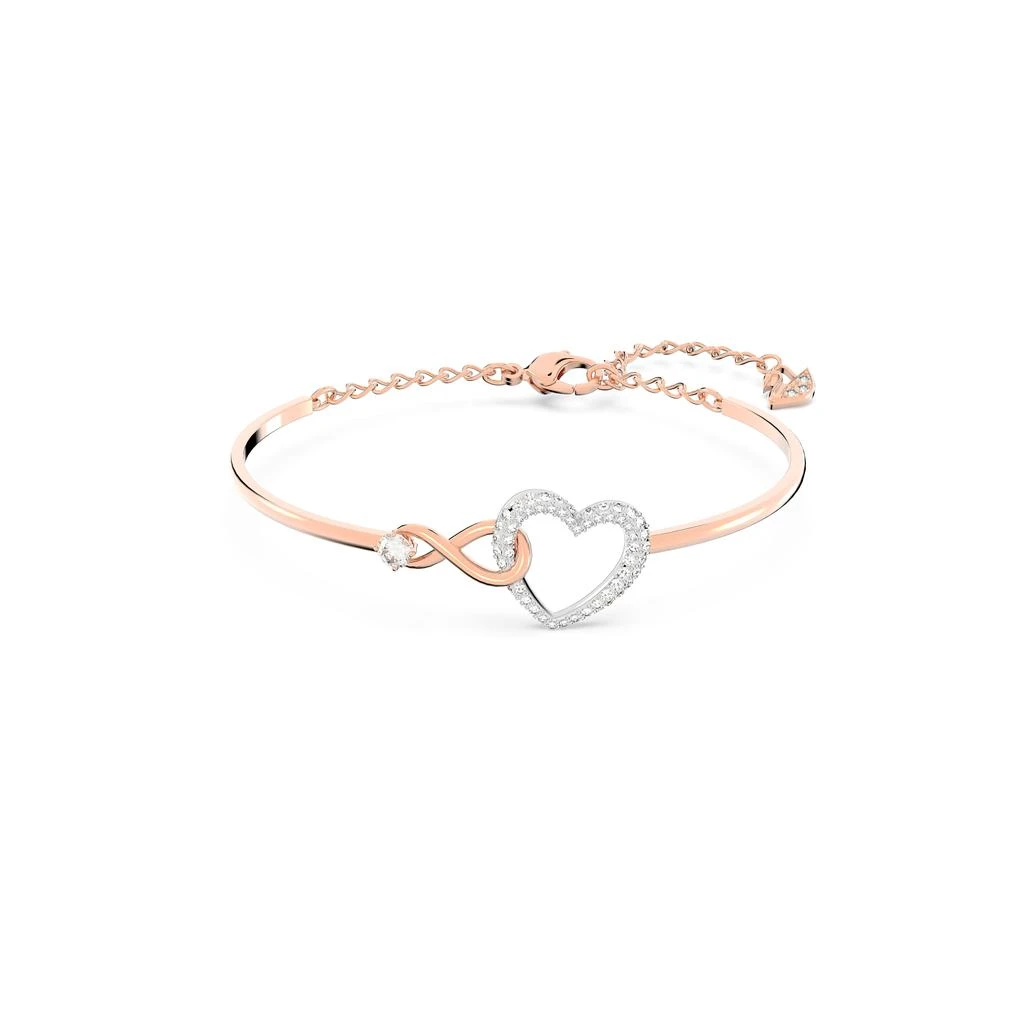 商品Swarovski|Swarovski infinity bangle infinity and heart white mixed metal finish,价格¥1210,第1张图片