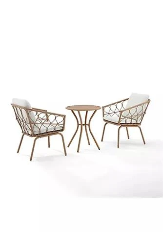 商品Crosley Furniture|Furniture Crosley Furniture Co7370na Cr 83 X 26.50 X 35.50 In. Juniper Indoor Outdoor Wicker Bistro Set   Bistro Table 2 Dining Chairs Creme Natural   3 Piece,价格¥3313,第1张图片