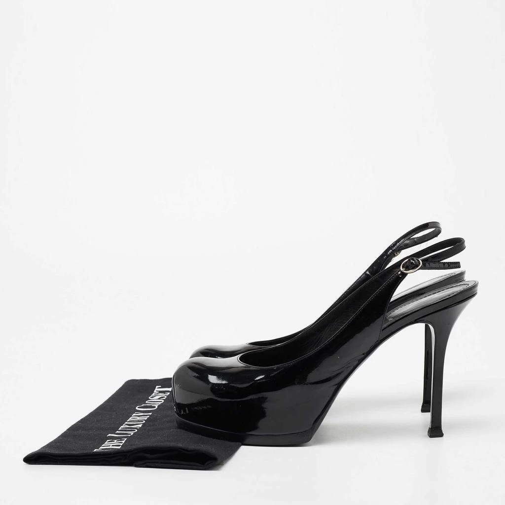 Yves Saint Laurent Black Patent Leather Tribtoo Slingback  Pumps Size 40 商品