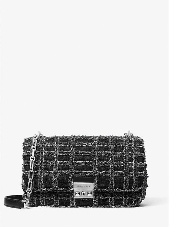 商品Michael Kors|Kensington Large Frayed Denim Shoulder Bag,价格¥2967,第1张图片