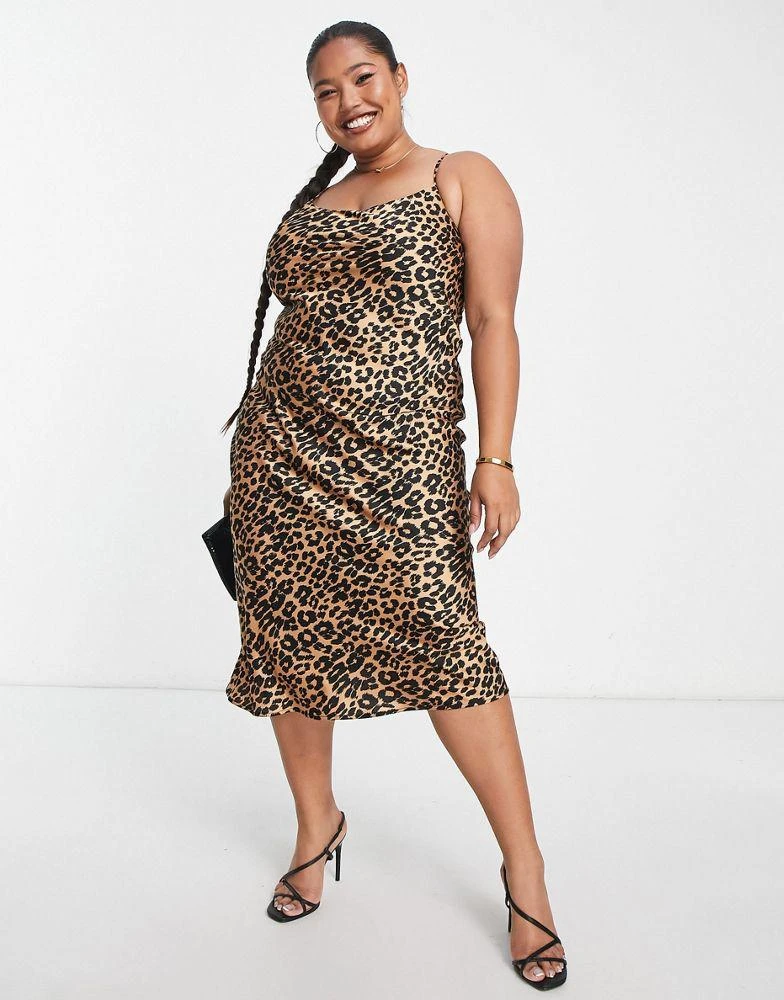 商品Lola May Curve|Lola May Plus cami slip midi dress in leopard print,价格¥198,第4张图片详细描述
