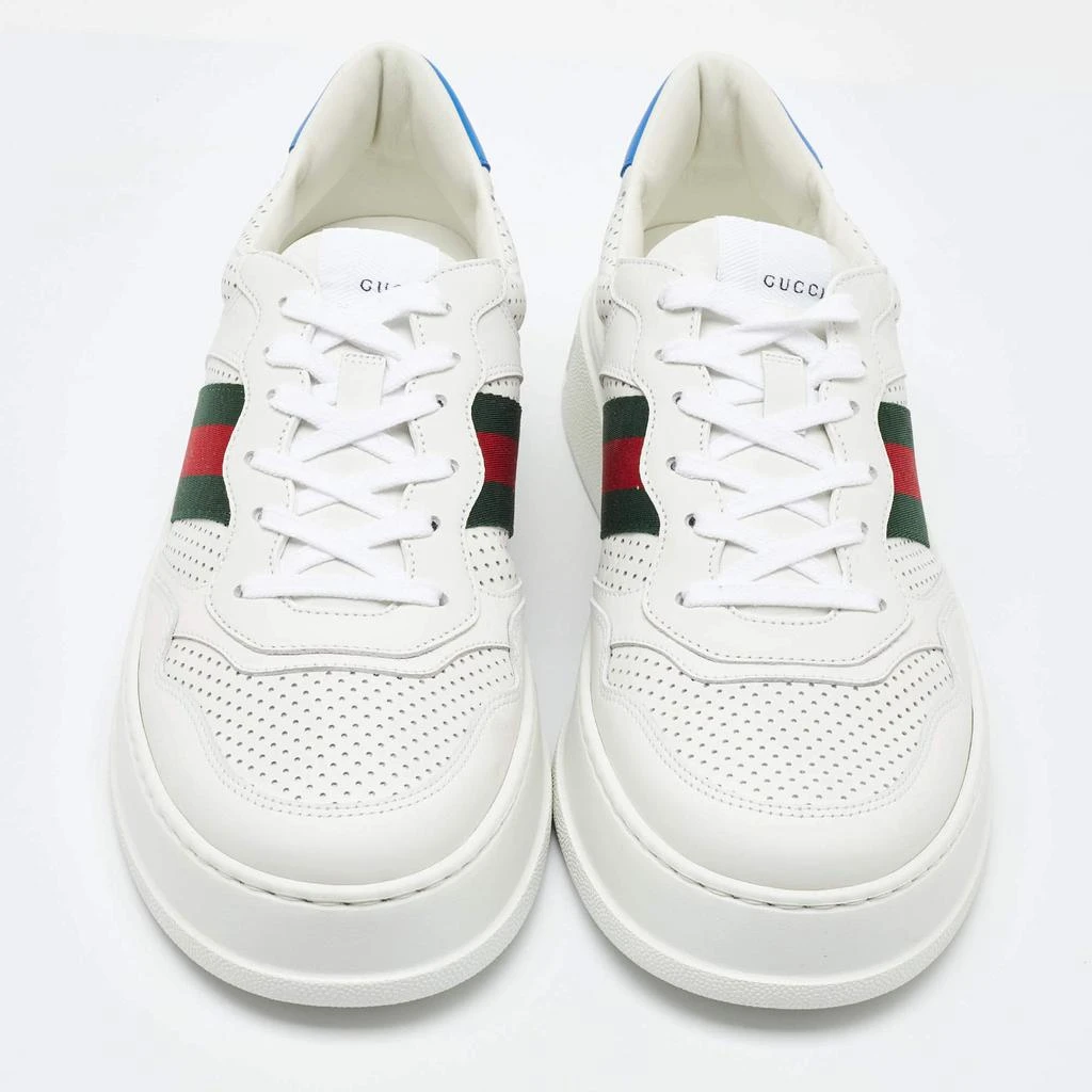 商品Gucci|Gucci White Leather Web Trainer Low Top Sneakers Size 45,价格¥4536,第3张图片详细描述