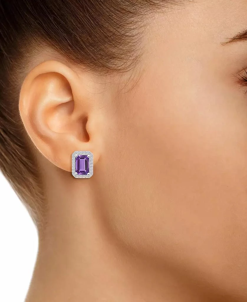 商品Macy's|Amethyst (2 ct. t.w.) and Lab Grown Sapphire (1/4 ct. t.w.) Halo Studs in 10K White Gold,价格¥2009,第2张图片详细描述