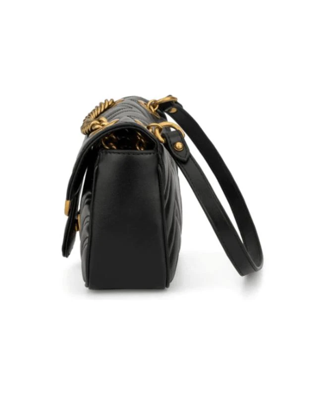 商品Gucci|Gucci GG Marmont Mini Shoulder Bag Black Chevron Leather with Gold Chain Women's Shoulder Bag 446744 DTDIT 1000,价格¥11204,第3张图片详细描述