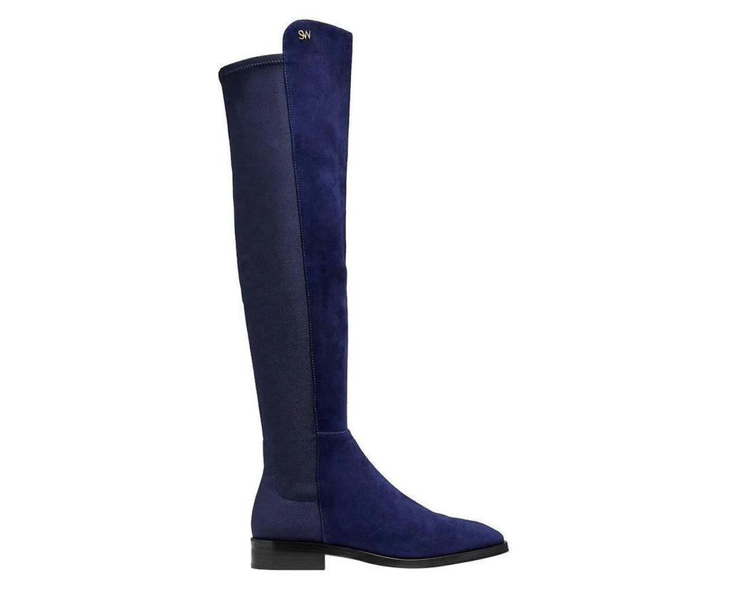 商品Stuart Weitzman|Stuart Weitzman Women's Keelan Dark Blue Suede With Logo Over The Knee Boots (38.5 EU / 8 B US),价格¥4497,第1张图片