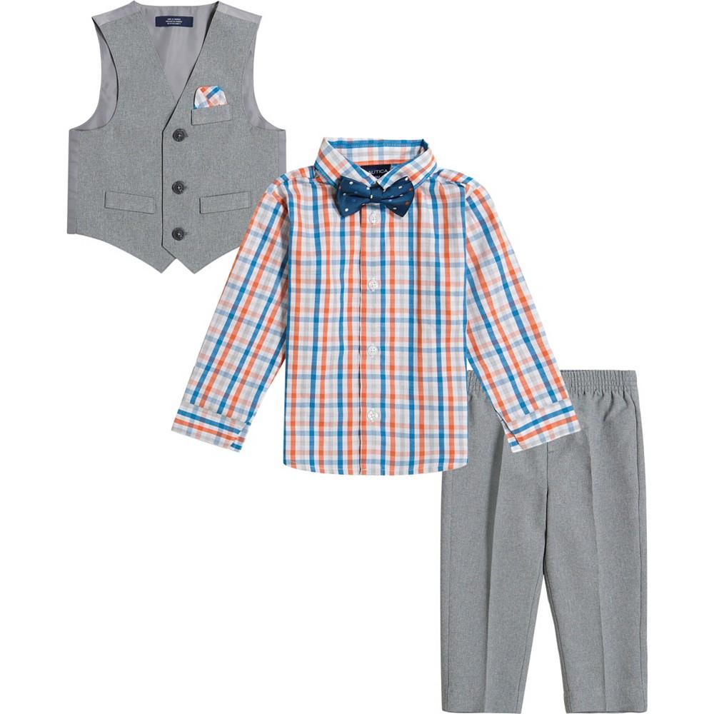 Little Boys Heather Poplin Vest, Shirt and Pants, 4 Piece Set商品第1张图片规格展示