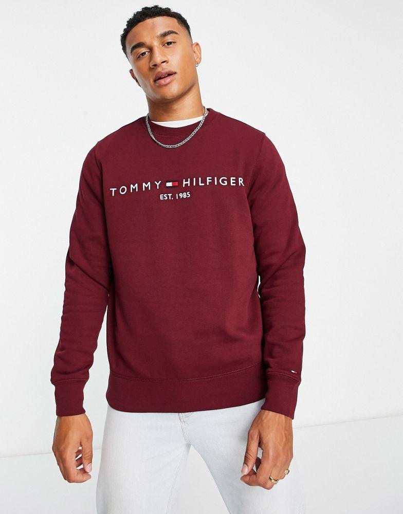 商品Tommy Hilfiger|Tommy Hilfiger embroidered logo sweatshirt in burgundy,价格¥875,第6张图片详细描述