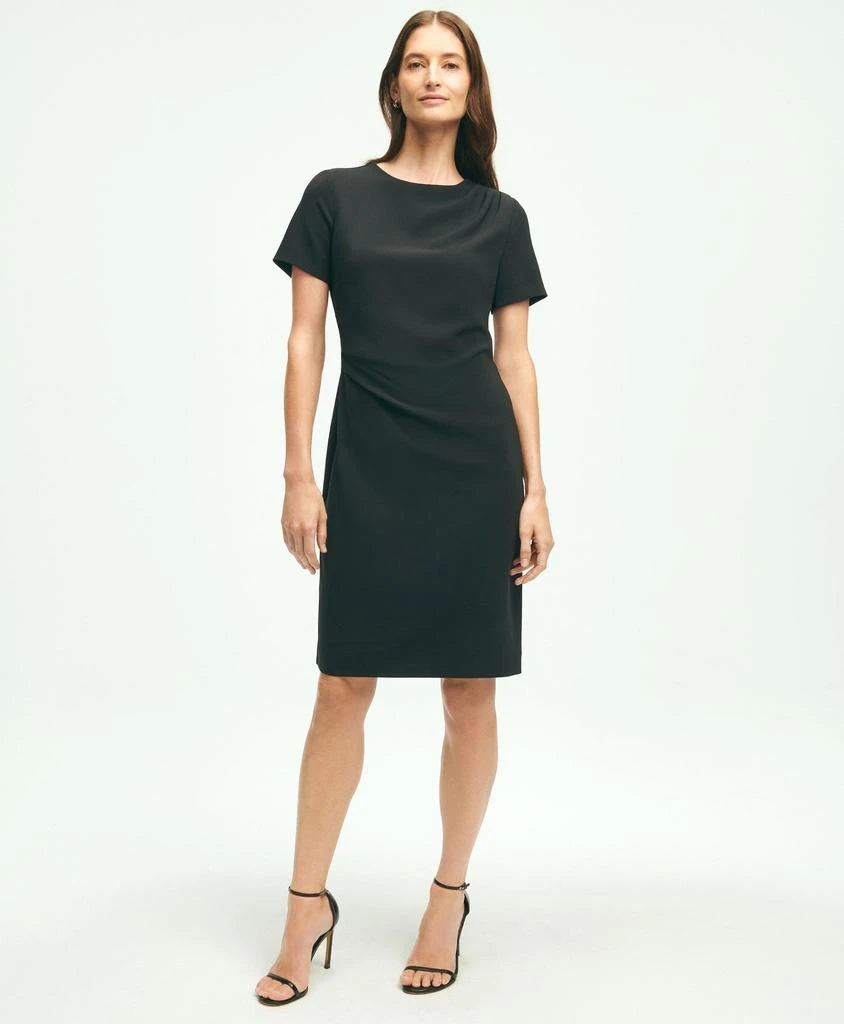 商品Brooks Brothers|Short-Sleeve Fine Twill Crepe Dress,价格¥661,第1张图片