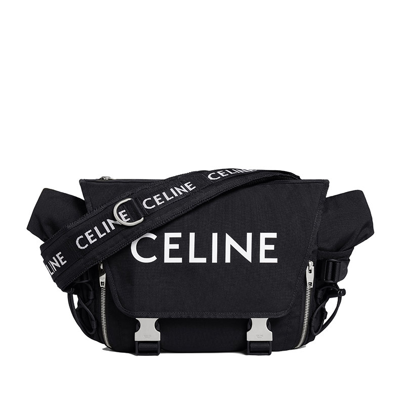 【预售3-7天】CELINE/赛琳 22春夏新款 男士中号白色CELINE印花黑色锦纶翻盖徒步斜挎单肩邮差包198692DMT.38SI商品第3张图片规格展示