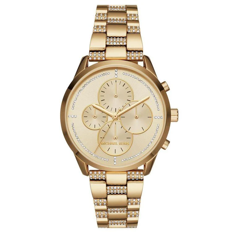 商品Michael Kors|Women's Chronograph Slater Gold-Tone Stainless Steel Bracelet Watch 40mm,价格¥1822,第1张图片