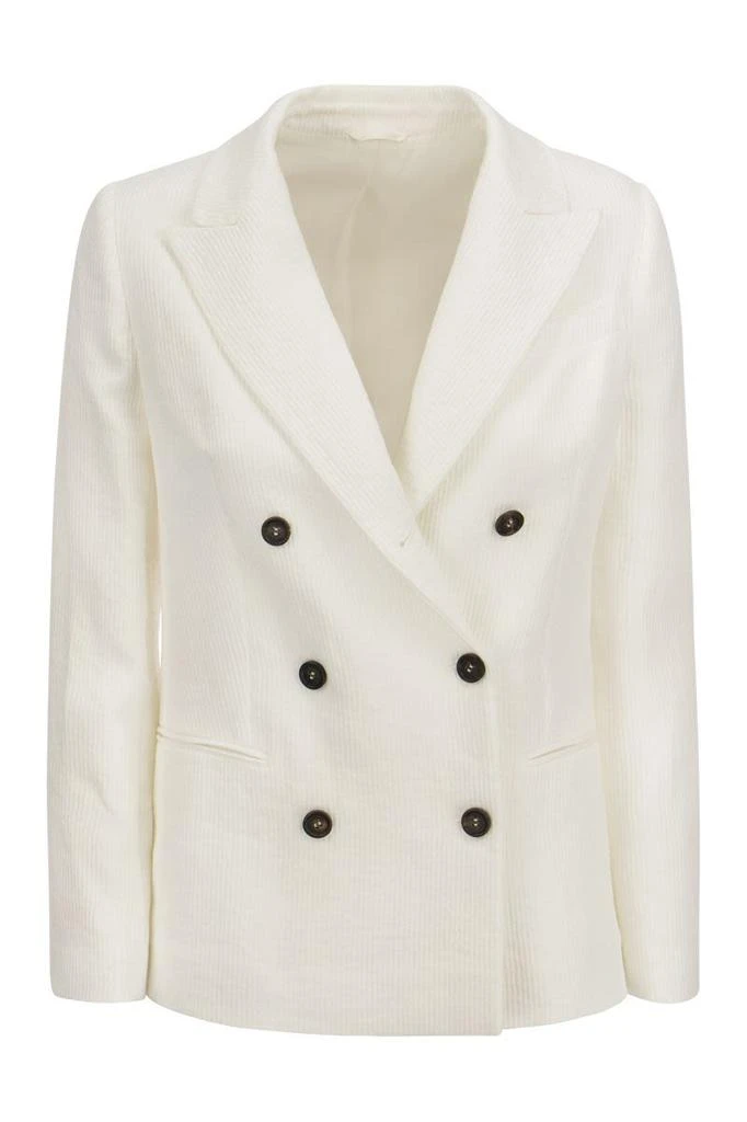 商品Brunello Cucinelli|BRUNELLO CUCINELLI Linen and cotton canneté blazer with monile,价格¥16851,第1张图片