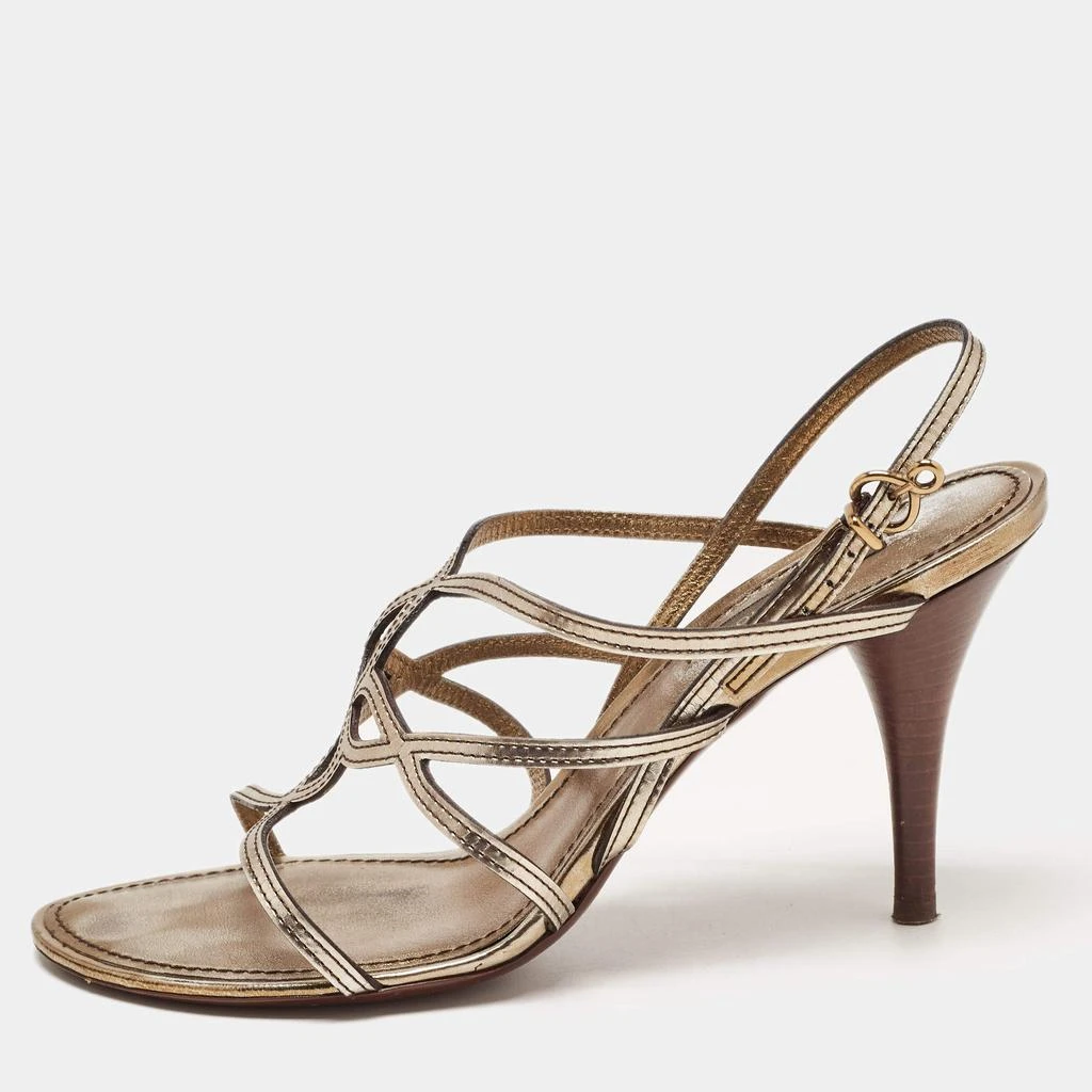 商品[二手商品] Louis Vuitton|Louis Vuitton Metallic Leather Strappy Sandals Size 37.5,价格¥1340,第1张图片