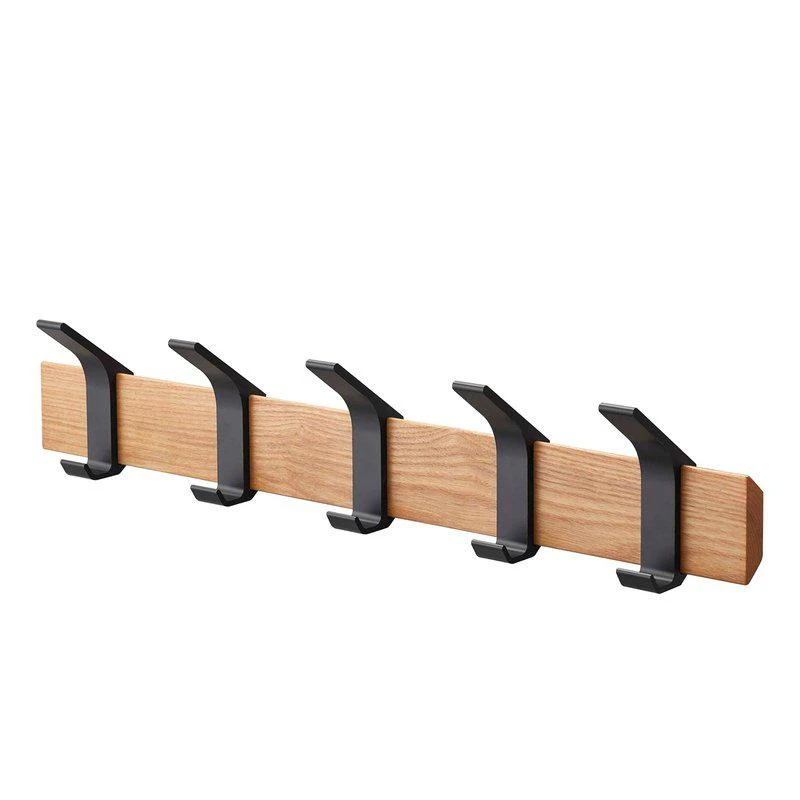 商品Yamazaki Home|Wall-Mounted Coat Rack Steel + Wood,价格¥370,第1张图片