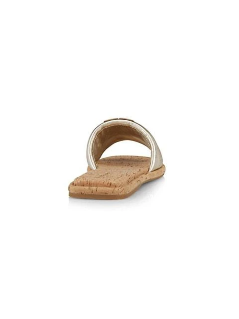 商品Tory Burch|Double T Metallic Leather Sport Slides,价格¥690,第3张图片详细描述