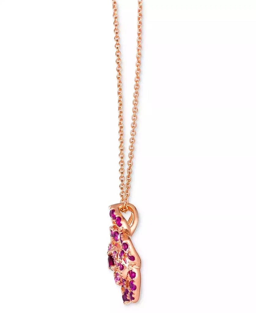 商品Le Vian|Passion Ruby (1/10 ct. t.w.) & Bubble Gum Pink Sapphire (3/4 ct.t .w.) Flower Pendant Necklace in 14k Rose Gold, 18" + 2" extender,价格¥7981,第2张图片详细描述